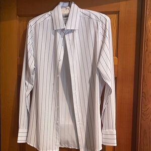 NWOT State & Liberty Men’s Navy and White Pinstripe Dress Shirt “The Cape”